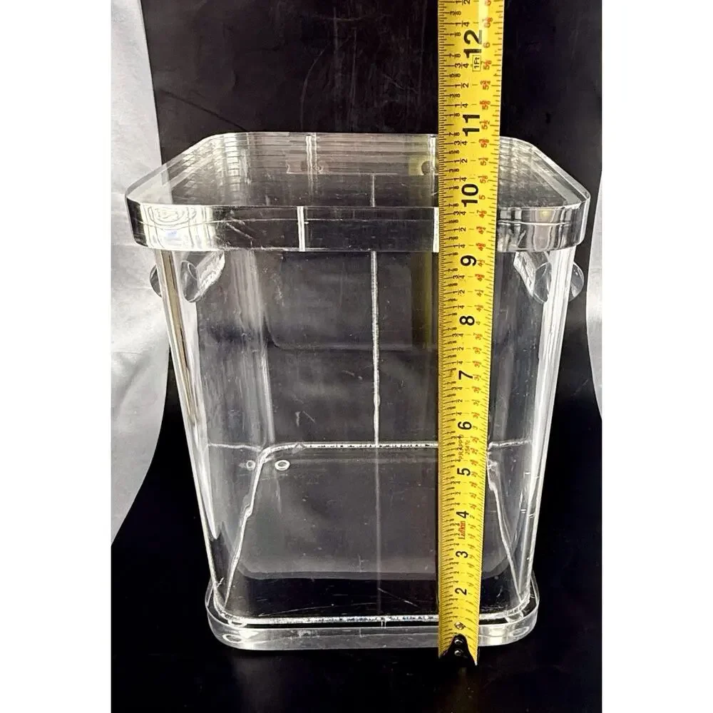 Vintage Wilardy Clear Lucite Ice Bucket Box Hinged Lid MCM Hollywood Regency 10”
